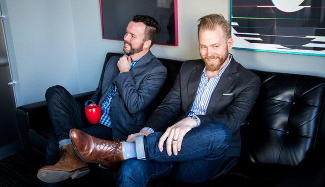 Josh Miles, host of podcast Obsessed WIth Design, with his business partner Daniel Herndon.